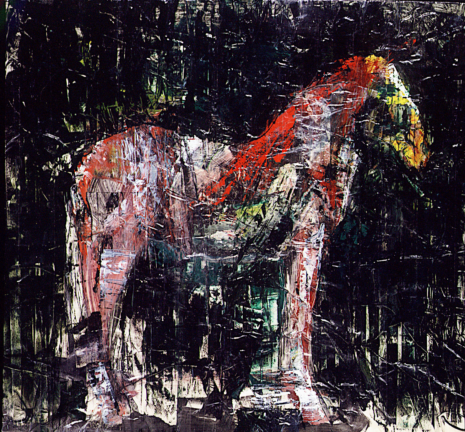 Horse, in tape and oil